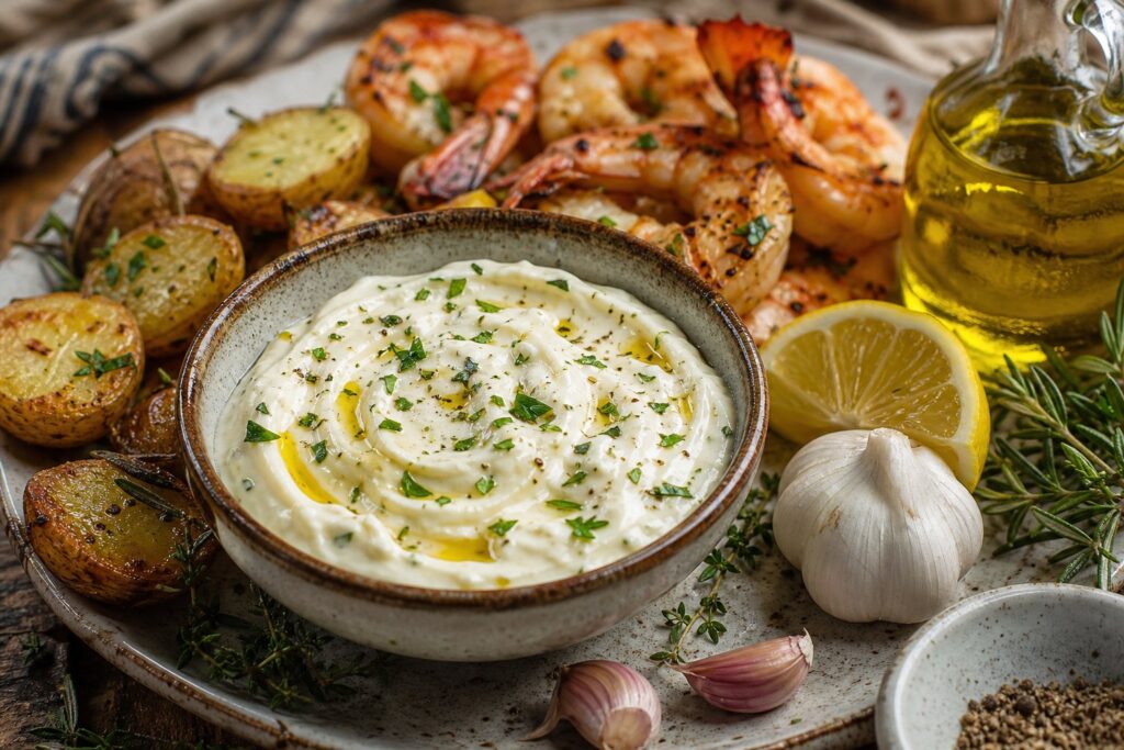 Соус айоли — с картофелем и креветками