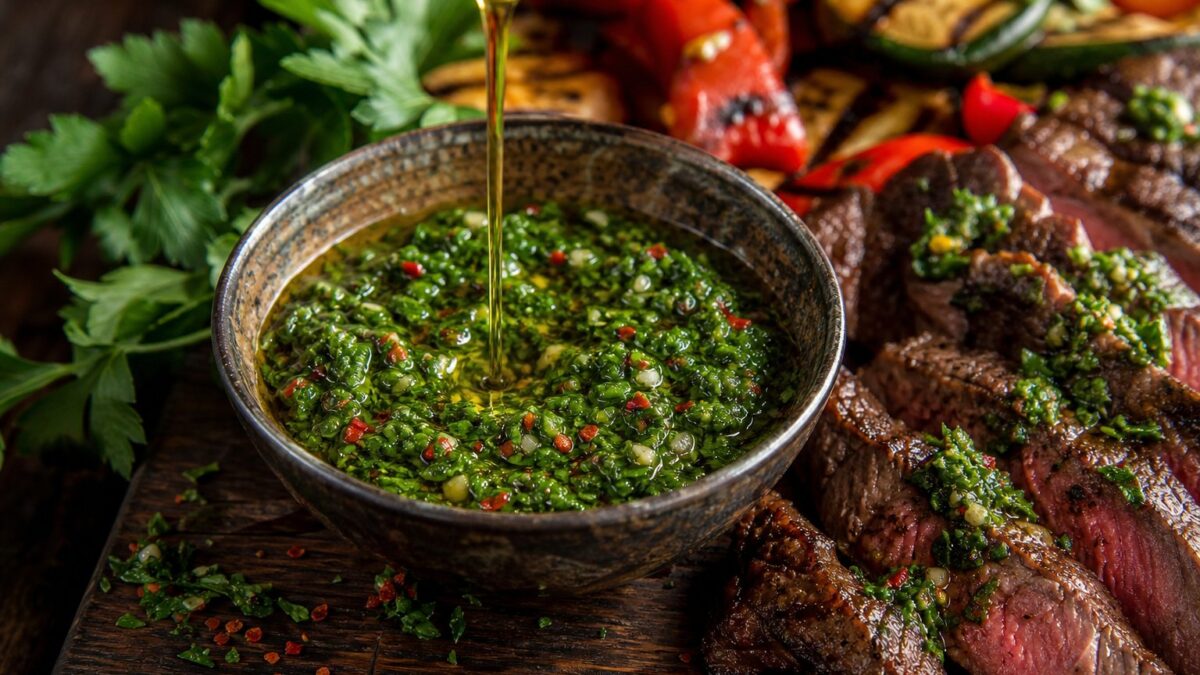 Соус Чимичурри — зелёный соус гаучо к мясу, птице и овощам