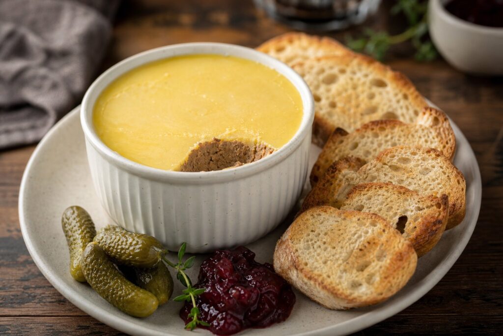 Паштет из куриной печени — с тостами и корнишонами