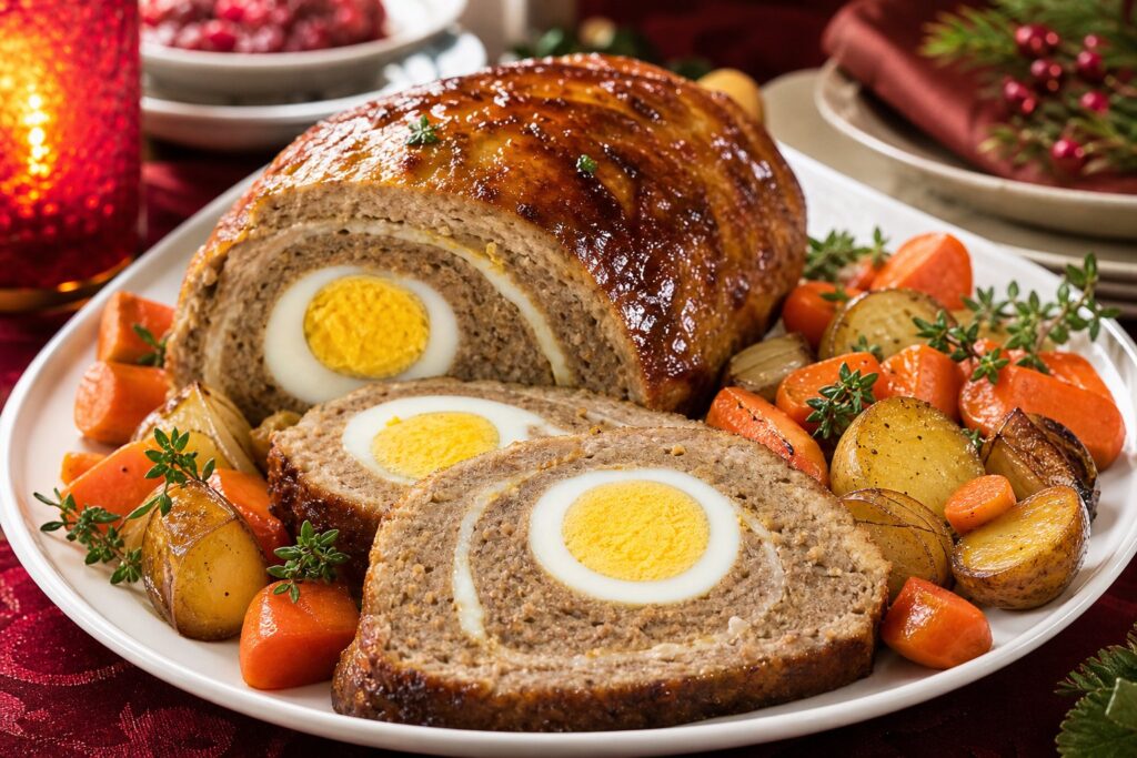 Мясной рулет с яйцом — праздничный